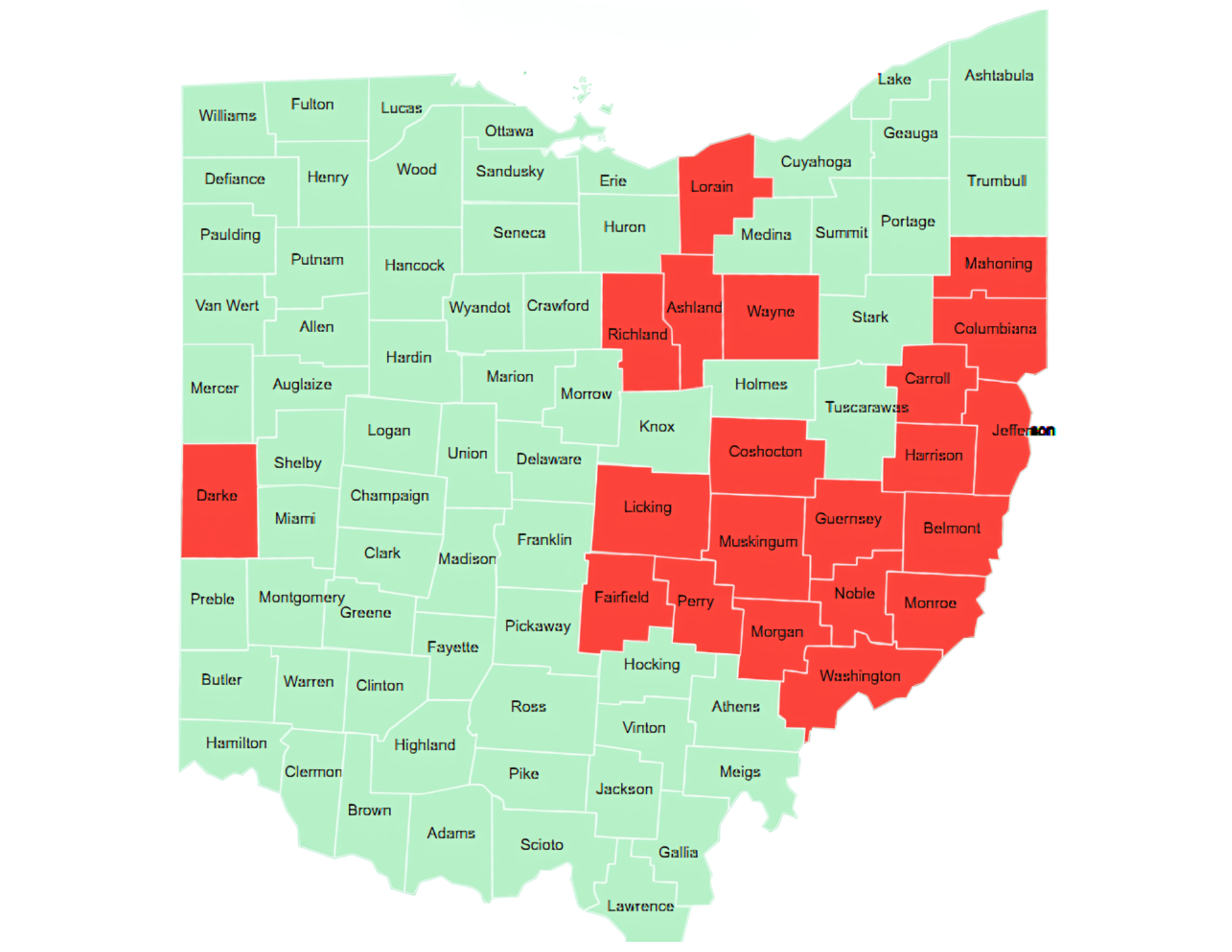 Map of Ohio Counties